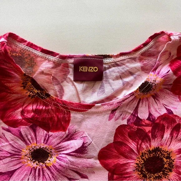 KENZO Vintage Japanese Pink Floral T-Shirt - Picture 3 of 7